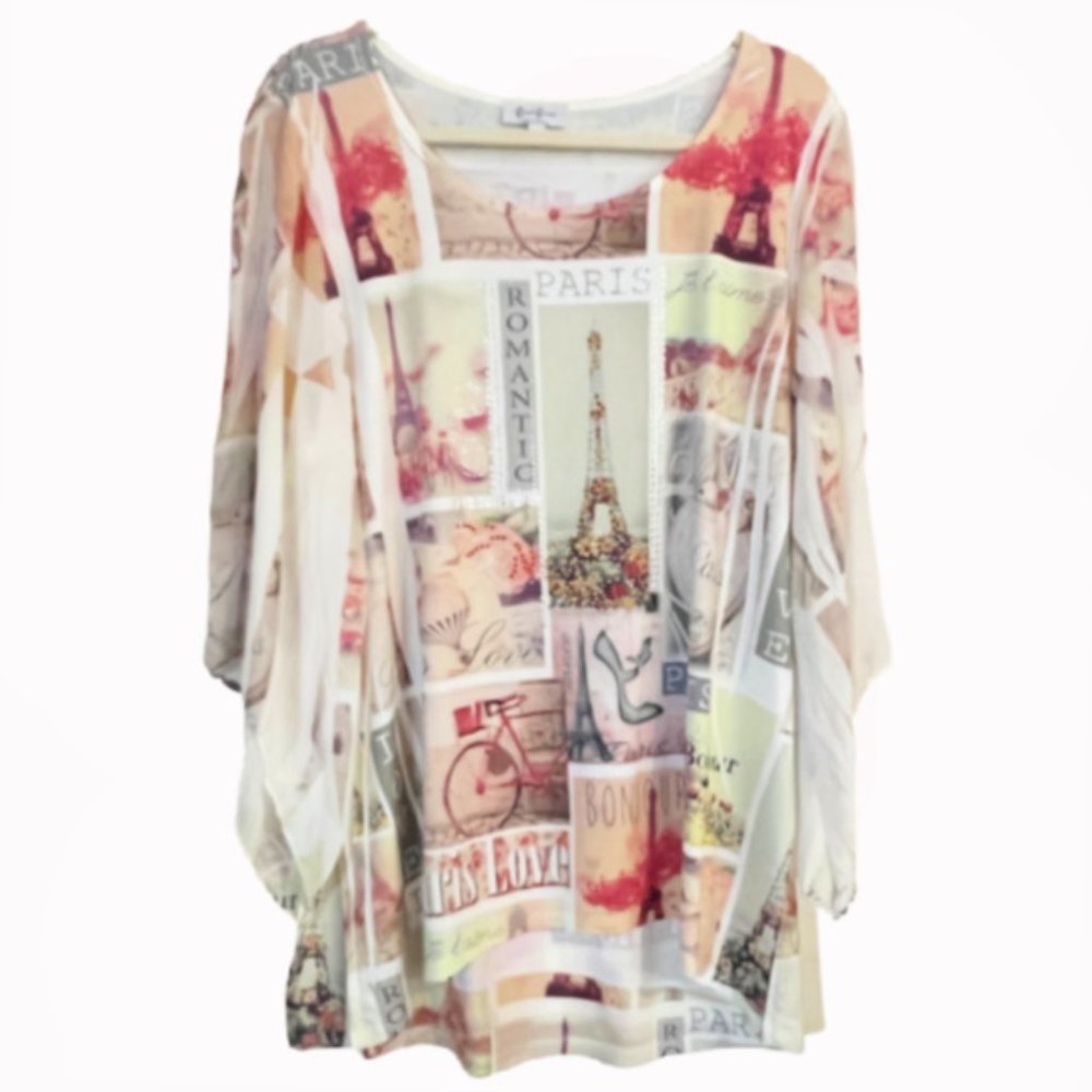 Cover Charge Paris Themed Boho Tunic - Size XL - Picture 2 of 7